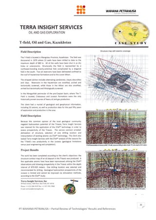 PT WAHANA PETRANUSA – Partial Review of Technologies’ Results and References
21
 
