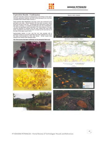 PT WAHANA PETRANUSA – Partial Review of Technologies’ Results and References
27
 