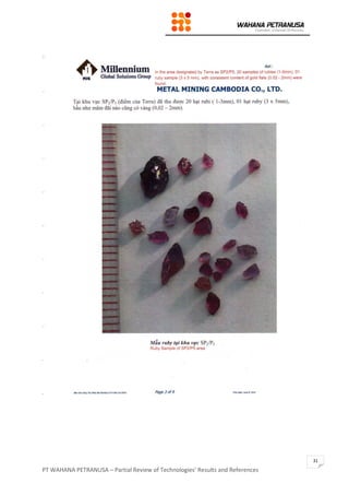 PT WAHANA PETRANUSA – Partial Review of Technologies’ Results and References
31
 