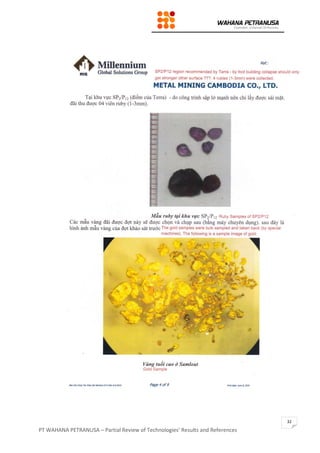 PT WAHANA PETRANUSA – Partial Review of Technologies’ Results and References
32
 
