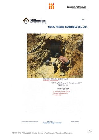 PT WAHANA PETRANUSA – Partial Review of Technologies’ Results and References
36
 