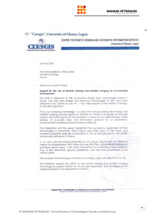 PT WAHANA PETRANUSA – Partial Review of Technologies’ Results and References
56
 