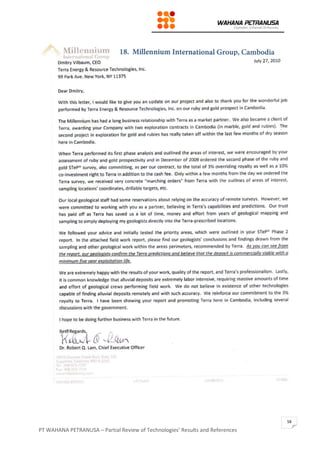 PT WAHANA PETRANUSA – Partial Review of Technologies’ Results and References
58
 