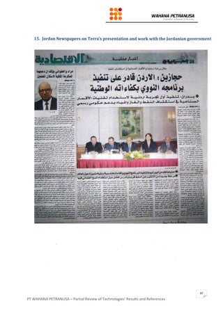 PT WAHANA PETRANUSA – Partial Review of Technologies’ Results and References
87
 