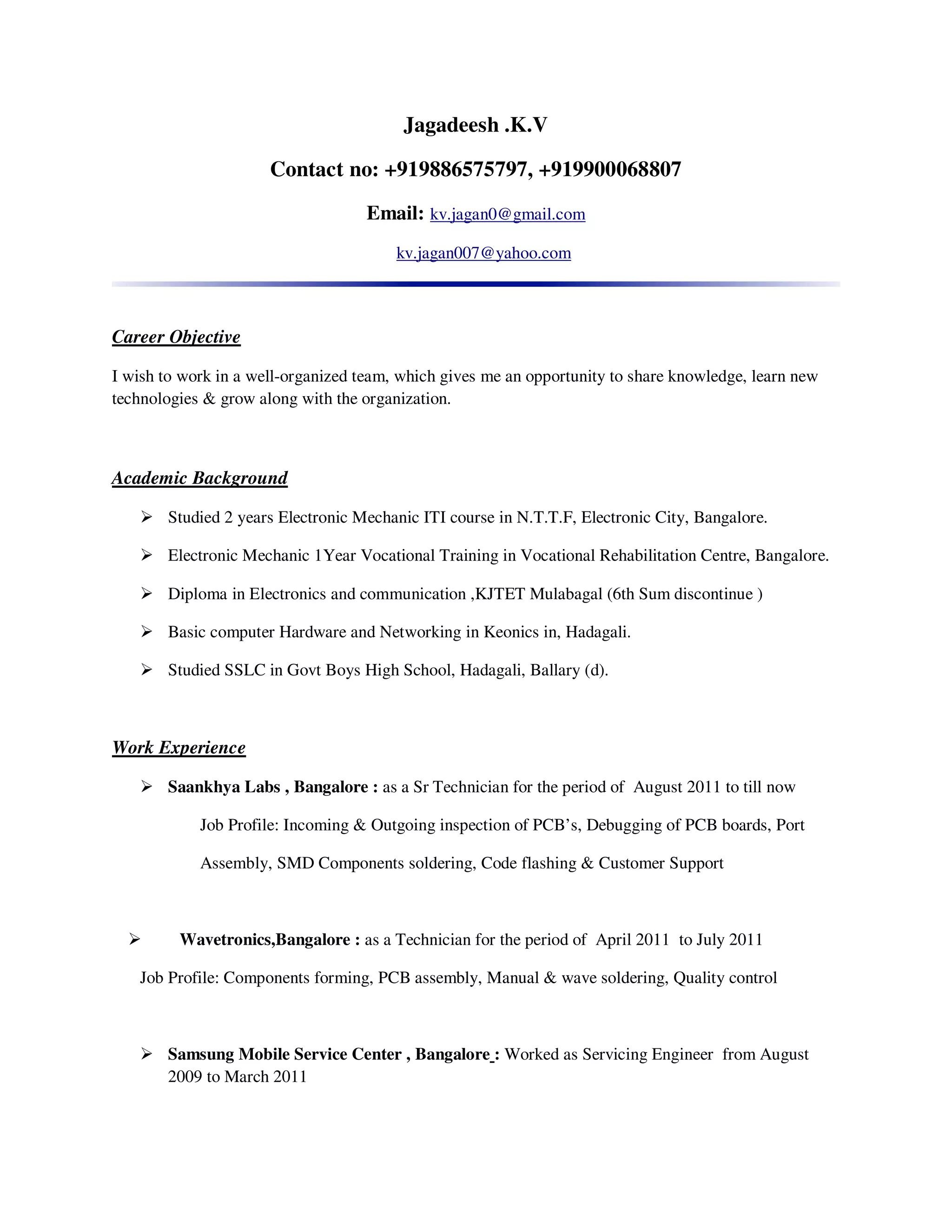 Jagadeesh Resum Word Doc PDF - Jagadeesh Resum Word Doc 1 2048 