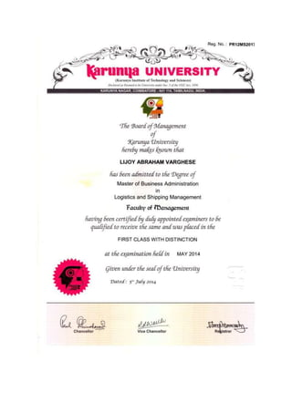 MBA - Karunya University