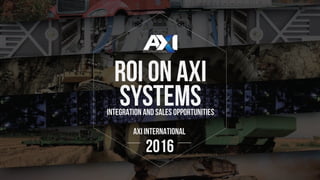 ROI ON AXI
SYSTEMSINTEGRATION AND SALES opportunities
AXI INTERNATIONAL
2016
 