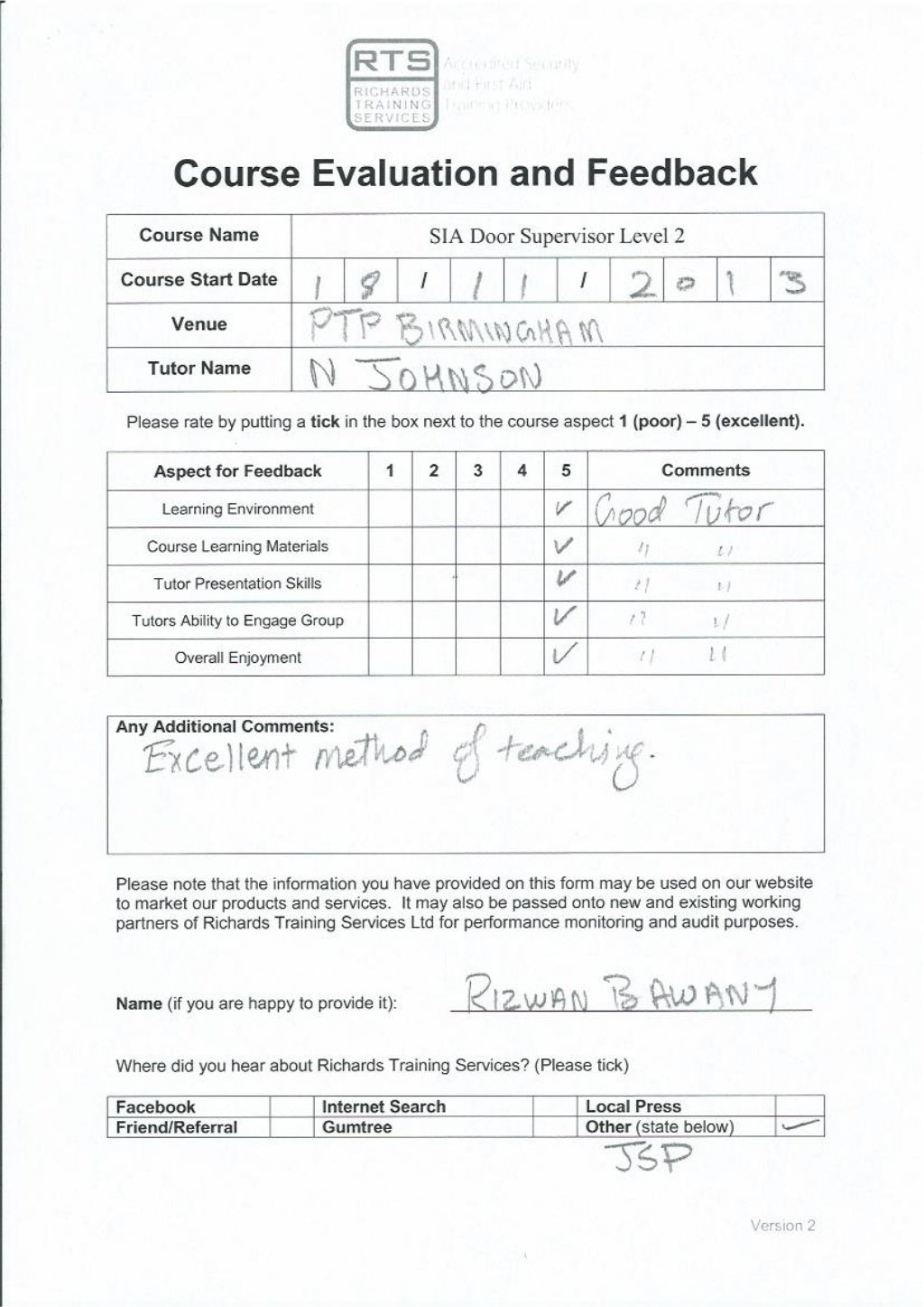 Printable Parent Tutoring Feedback Form - Printable Forms Free Online