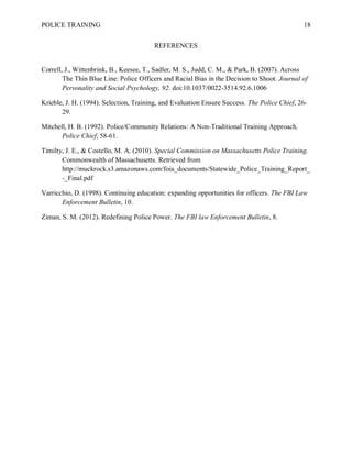 THE IMPORTANCE OF POLICE TRAINING AND IT'S AFFECT ON COMMUNITIES | PDF