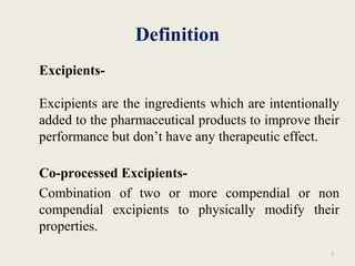 SEMINAR ON COPROCESSED EXCIPIENTS 1 | PPT