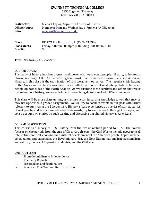 Hist2111 Fall15 A Syllabus Addendum