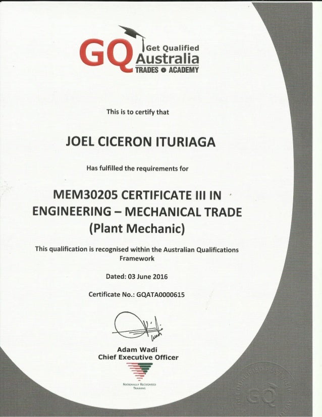 Certificate 3 In Engineering Mechanical