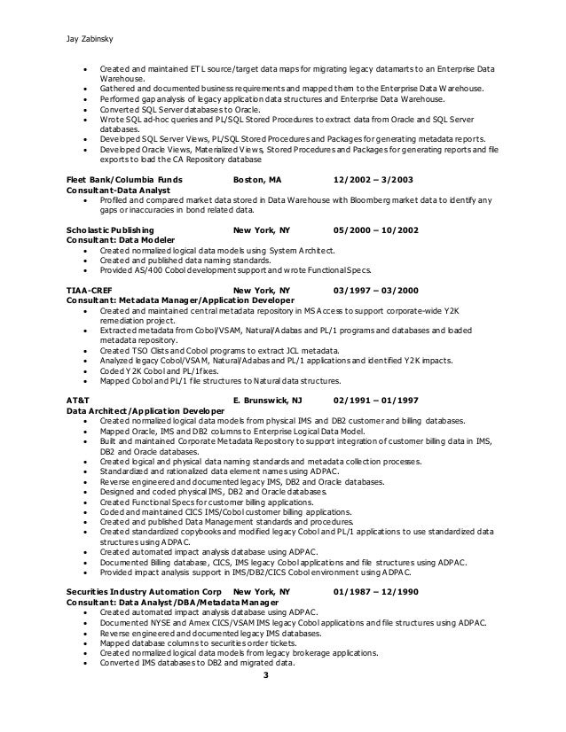 data modeling resume