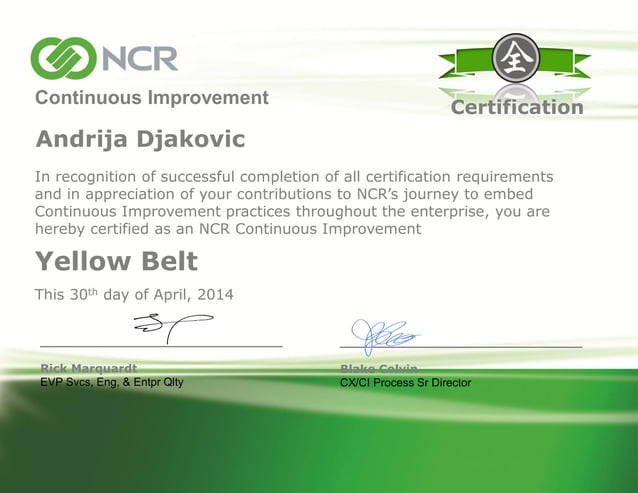 Continuous Improvement certification PPT Continuous Improvement certification PPT
