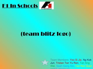 (team blitz logo) F1 In Schools Team Members:  Yeo Si Jie ,  Ng Kok Jun ,  Tristan Tan Yu Ren ,  Tan Ang Wei ,  Seah Gang Xin ,  Teo Ren Quan  and  C. Harinivas 