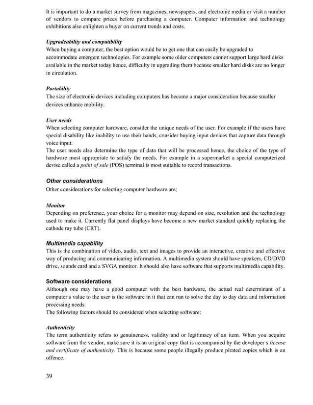 computer notes form one for kenyan high school | PDF