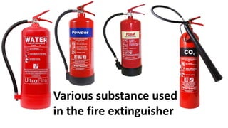 Various substance used
in the fire extinguisher
 