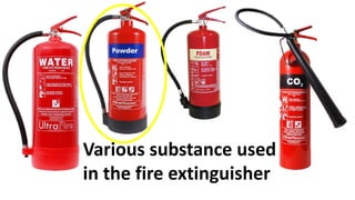 Various substance used
in the fire extinguisher
 