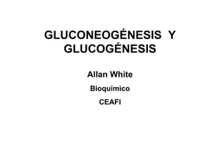 GLUCONEOGÉNESIS Y
  GLUCOGÉNESIS

     Allan White
     Bioquímico
       CEAFI
 