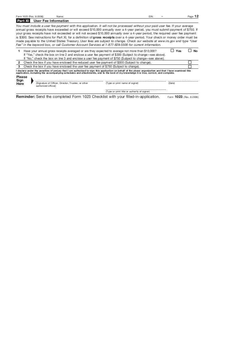 Form 1023 user fee Form 1023 user fee