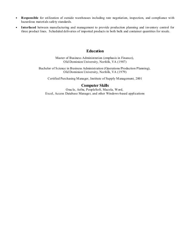 Resume-Associate Vice President of Purchasing