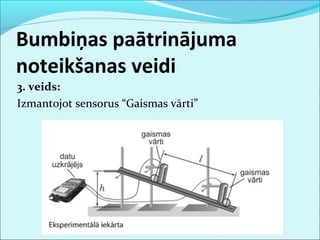 Bumbiņas paātrinājuma 
noteikšanas veidi 
3. veids: 
Izmantojot sensorus “Gaismas vārti” 
 