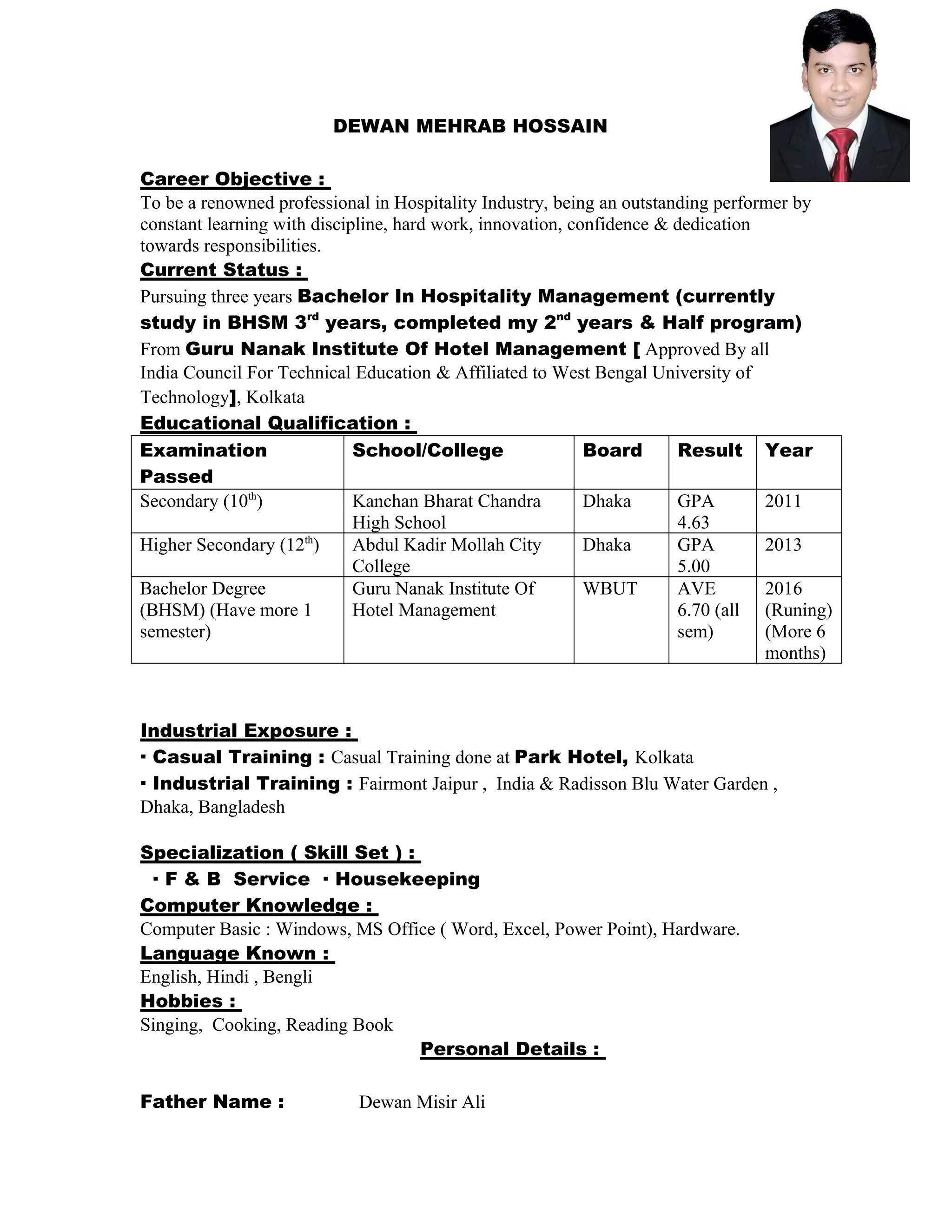 Dewan Resume F B CV PDF - Dewan Resume F B CV 1 2048