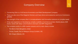 Company Overview
 Connecting Dots is a Full Service Ecommerce and Web Development Company
 These are also one of the Mag...