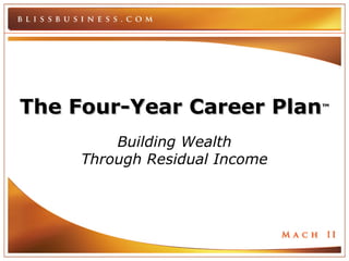 TThhee FFoouurr--YYeeaarr CCaarreeeerr PPllaann™ 
Building Wealth 
Through Residual Income 
 
