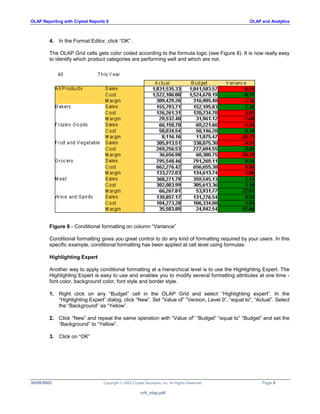 Olap Report Example OLAP Reporting with Crystal Reports 9 | PDF