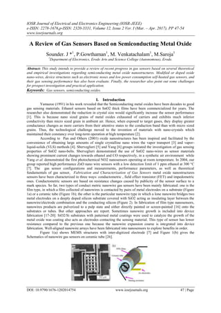 A Review of Gas Sensors Based on Semiconducting Metal Oxide | PDF