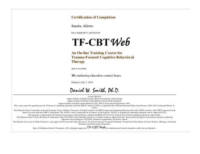 Certification Of Completion TFCBT