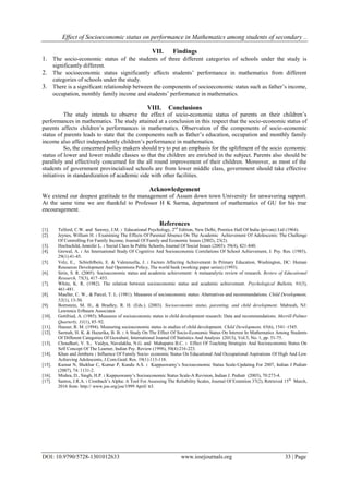 Effect of Socioeconomic status on performance in Mathematics among ...
