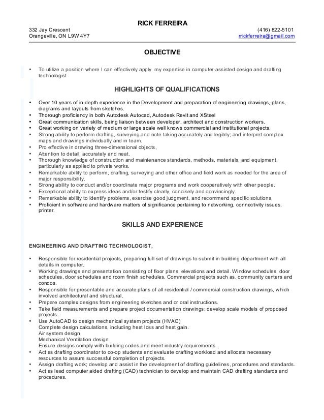 drafting technologist rf resume drafter resumes