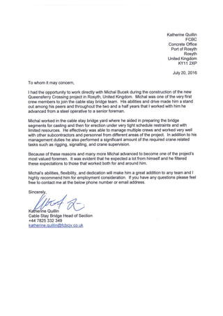 Forth Crossing Bridge Recodomation Letter