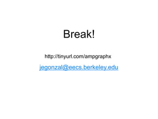 Break!
jegonzal@eecs.berkeley.edu
http://tinyurl.com/ampgraphx
 