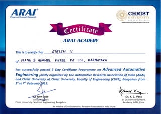 ARAI Certifcate 2015