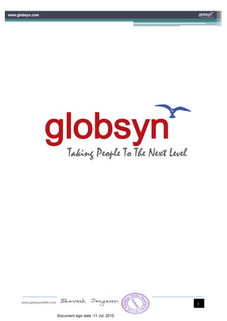 www.globsynskills.com 1
Document sign date :11 Jul, 2015
 