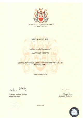 MSc Certificate