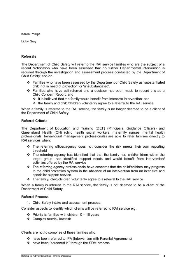 Procedure for Referrals