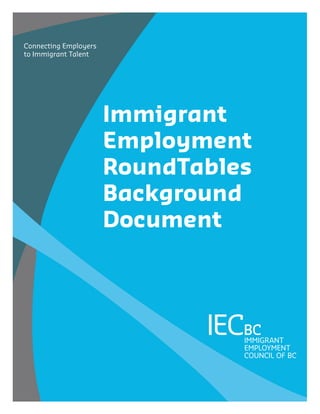 Immigrant
Employment
RoundTables
Background
Document
Connecting Employers
to Immigrant Talent
 