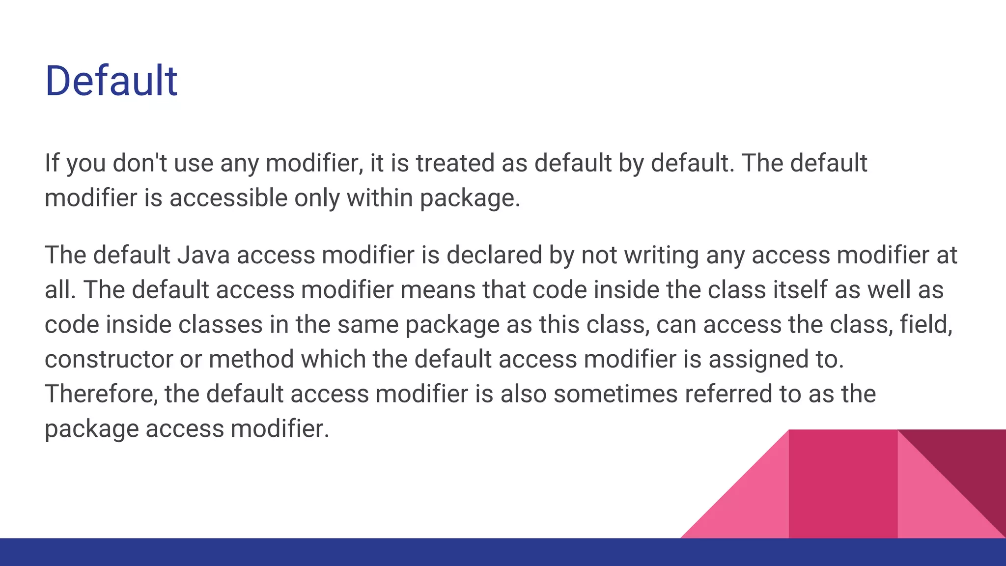 Access modifiers in java | PPTX