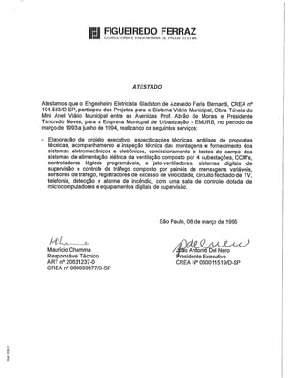 Certidão de Acervo Técnico EMURB-SP
