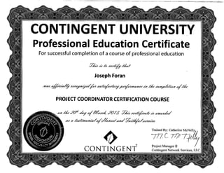 13 Project Coordinator Certification 3-13