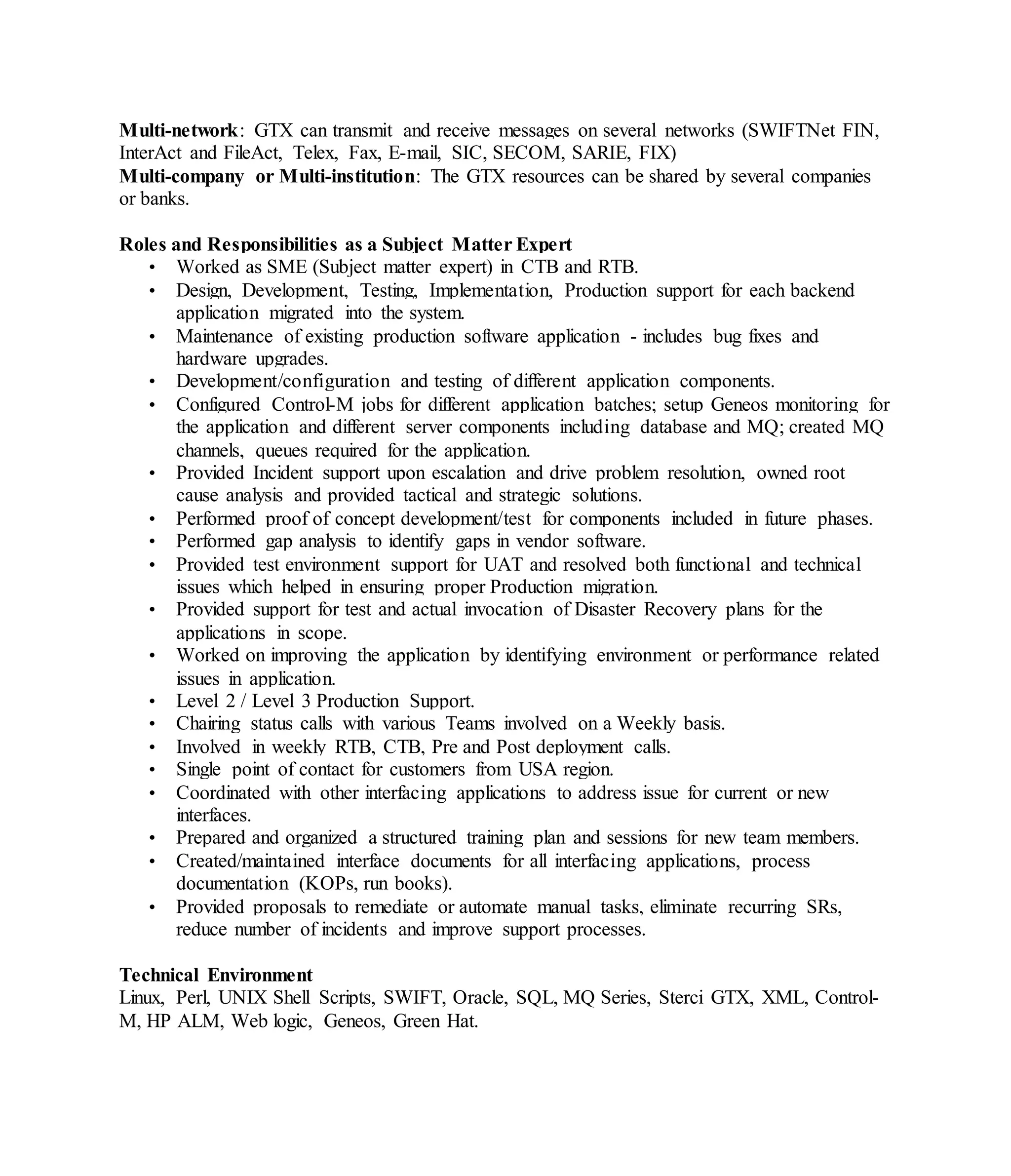 Resume of Arun Kumar M Chandrasekar.