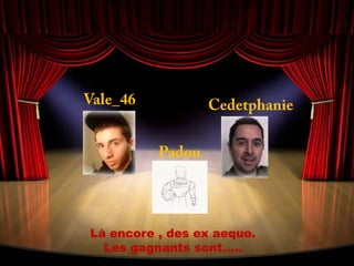 Vale_46CedetphaniePadouLà encore , des ex aequo. Les gagnants sont…..