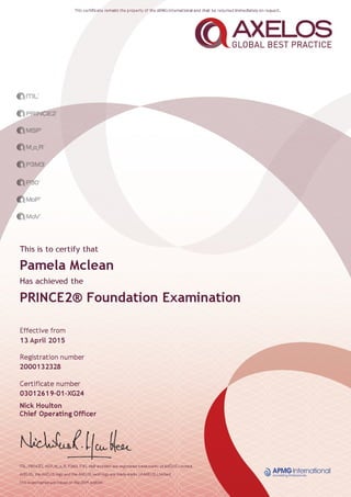 Prince Foundation Certificate
