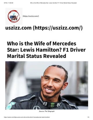 Who is the Wife of Mercedes Star: Lewis Hamilton? F1 Driver Marital Status Revealed