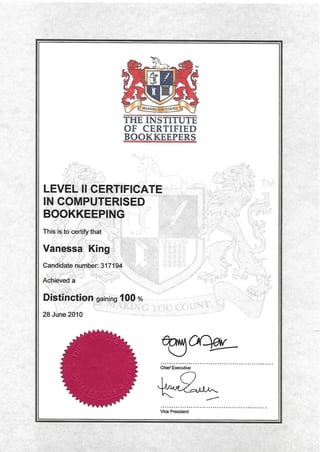 Level 2 Computerised Bookkeeping