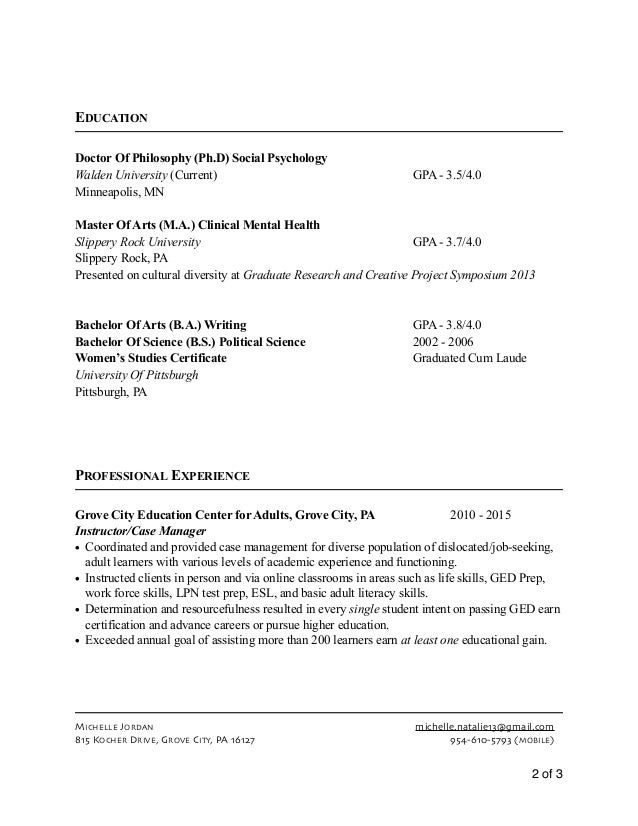 phd in ed psych resume
